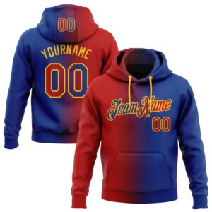 Custom Stitched Royal Red-Gold Gradient Fashion Sports Pullover Sweatshirt Hoodie