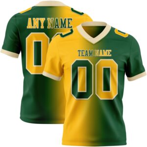 Custom Green Gold-Cream Authentic Gradient Fashion Football Jersey